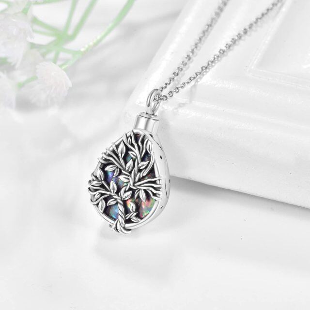Sterling Silver Abalone Shellfish Tree Of Life Urn Necklace for Ashes-3