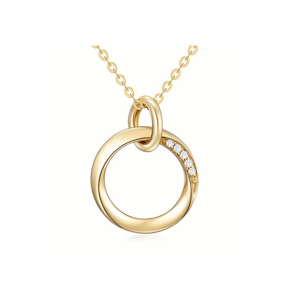 14K Gold Circular Shaped Moissanite Round Pendant Necklace-1