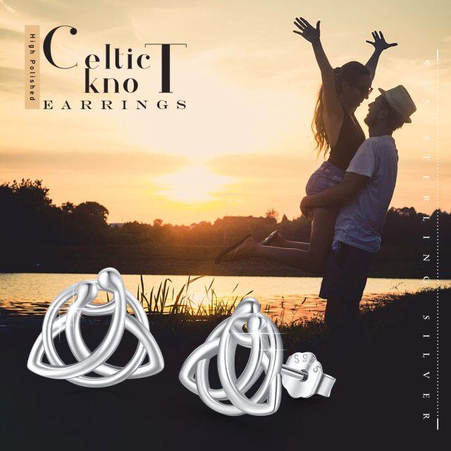 Sterling Silver Celtic Knot Stud Earrings-4