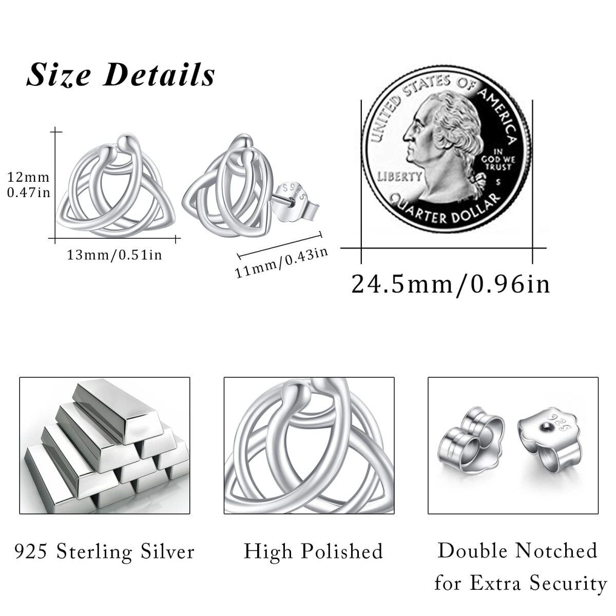 Sterling Silver Celtic Knot Stud Earrings-6