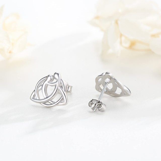 Sterling Silver Celtic Knot Stud Earrings-3