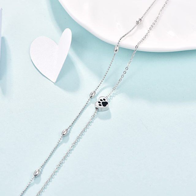 Cavigliera in argento sterling a forma di circolare con zirconi e cuore a più strati-3