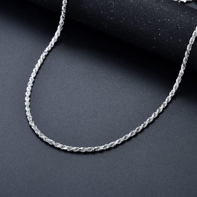 Stainless Steel with White Gold Plated Rope Chain Necklace-4