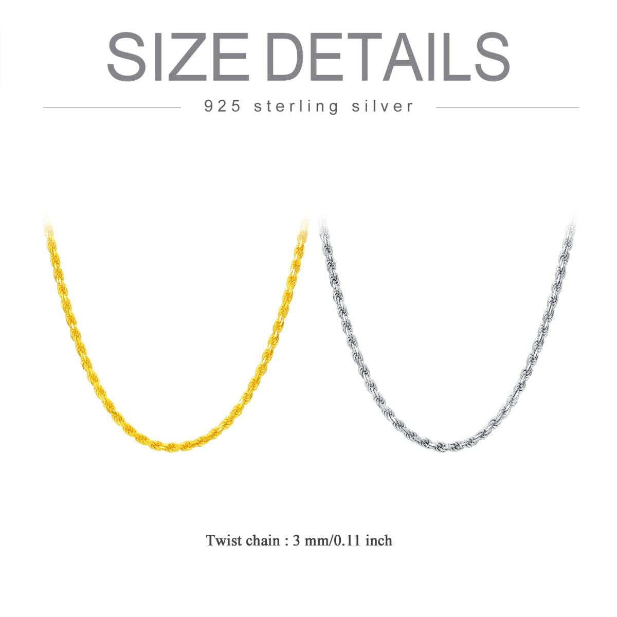 Stainless Steel with White Gold Plated Rope Chain Necklace-6