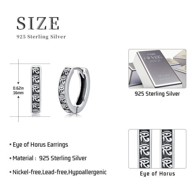 Sterling Silver Eye Of Horus Hoop Earrings-4