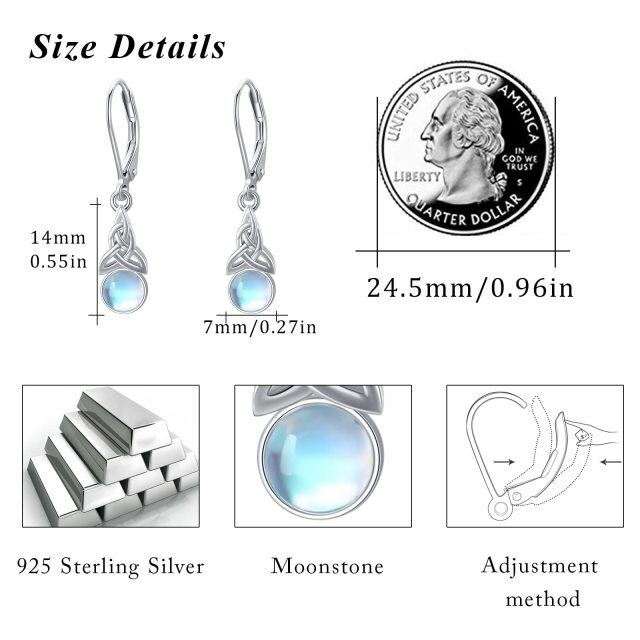 Sterling Silver Moonstone Celtic Knot Lever-back Earrings-5