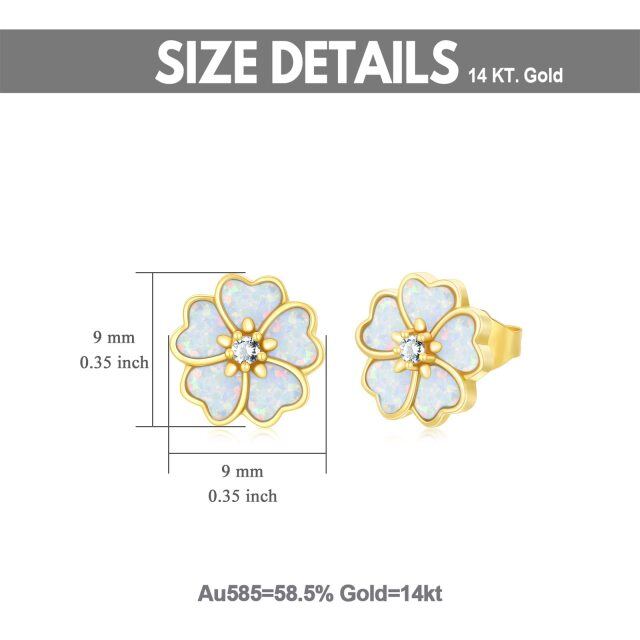 14K Gold Opal Peach Blossom Stud Earrings-5