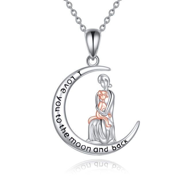 Sterling Silver Mother Pendant Necklace with Engraved Word-0