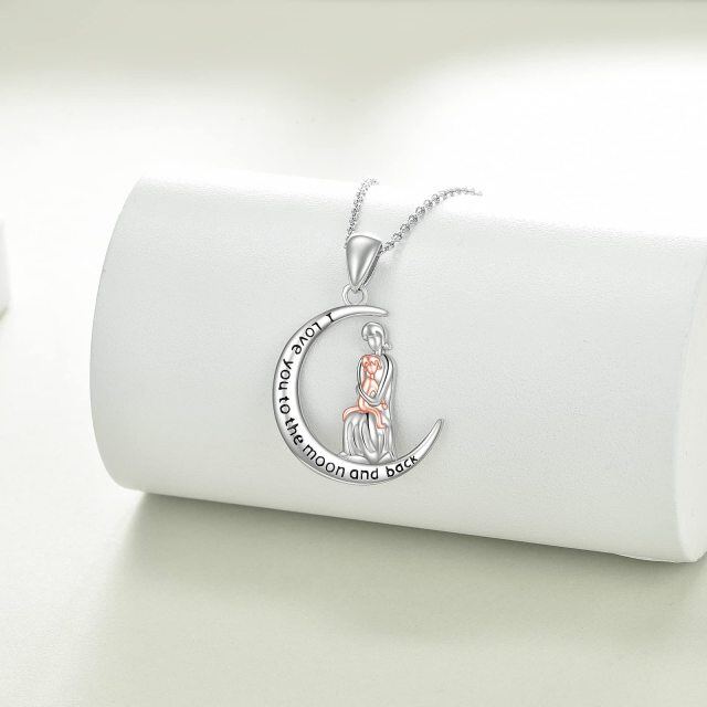 Sterling Silver Mother Pendant Necklace with Engraved Word-2
