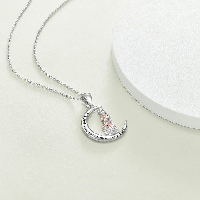 Sterling Silver Mother Pendant Necklace with Engraved Word-3
