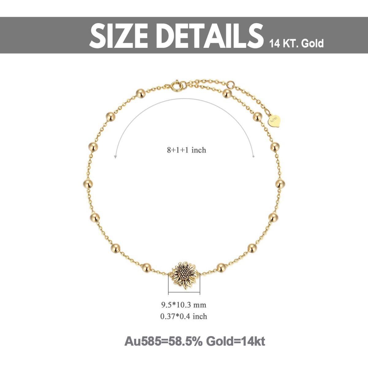 14K Gold Sunflower Single Layer Anklet-5