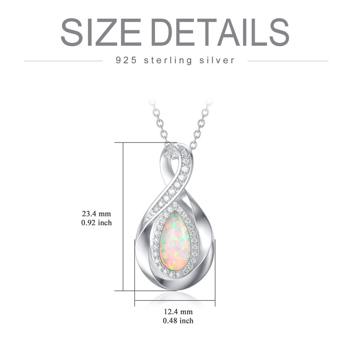 Sterling Silver Cubic Zirconia & Opal Infinity Symbol Pendant Necklace-5