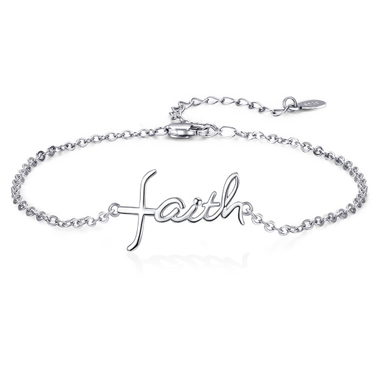 925 Sterling Silver Bracelet for Women Faith Cross Bracelet Christian Bracelets Jewelry