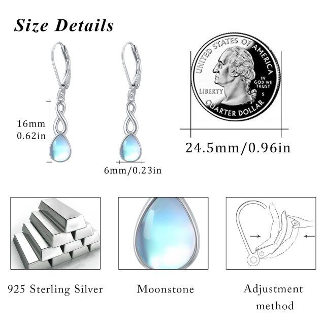 Orecchini a monachella con simbolo dell'infinito in pietra di luna in argento sterling-5