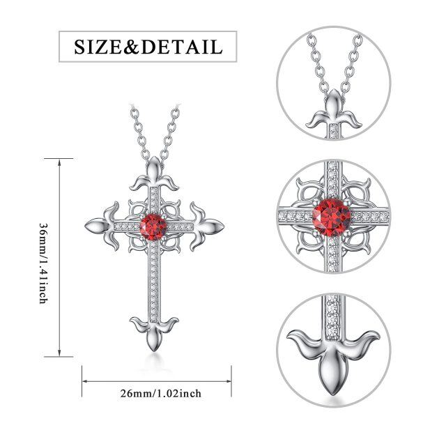 Sterling Silver Cubic Zirconia Celtic Knot & Cross Pendant Necklace-4