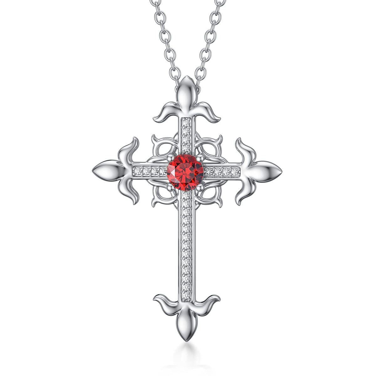 Sterling Silber Cubic Zirkonia Keltischer Knoten & Kreuz Anhänger Halskette-1