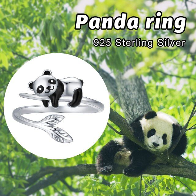 Offener Ring aus Sterlingsilber mit Panda-3