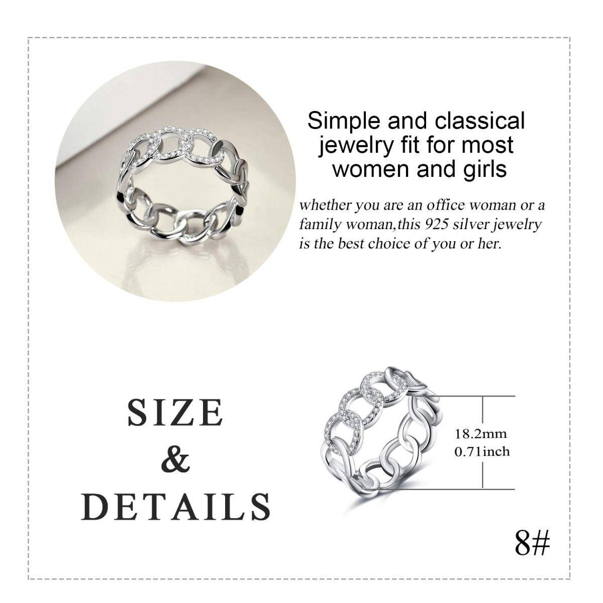 Sterling Silber Cubic Zirkonia Ring-6