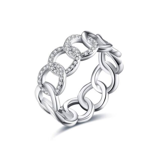Sterling Silber Cubic Zirkonia Ring-0
