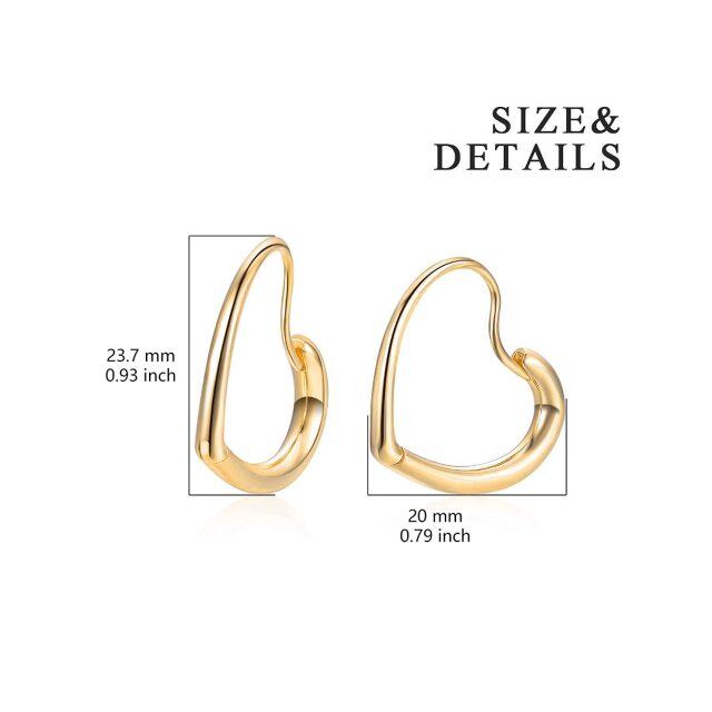 Sterling Silver with Yellow Gold Plated Heart Hoop Earrings-4