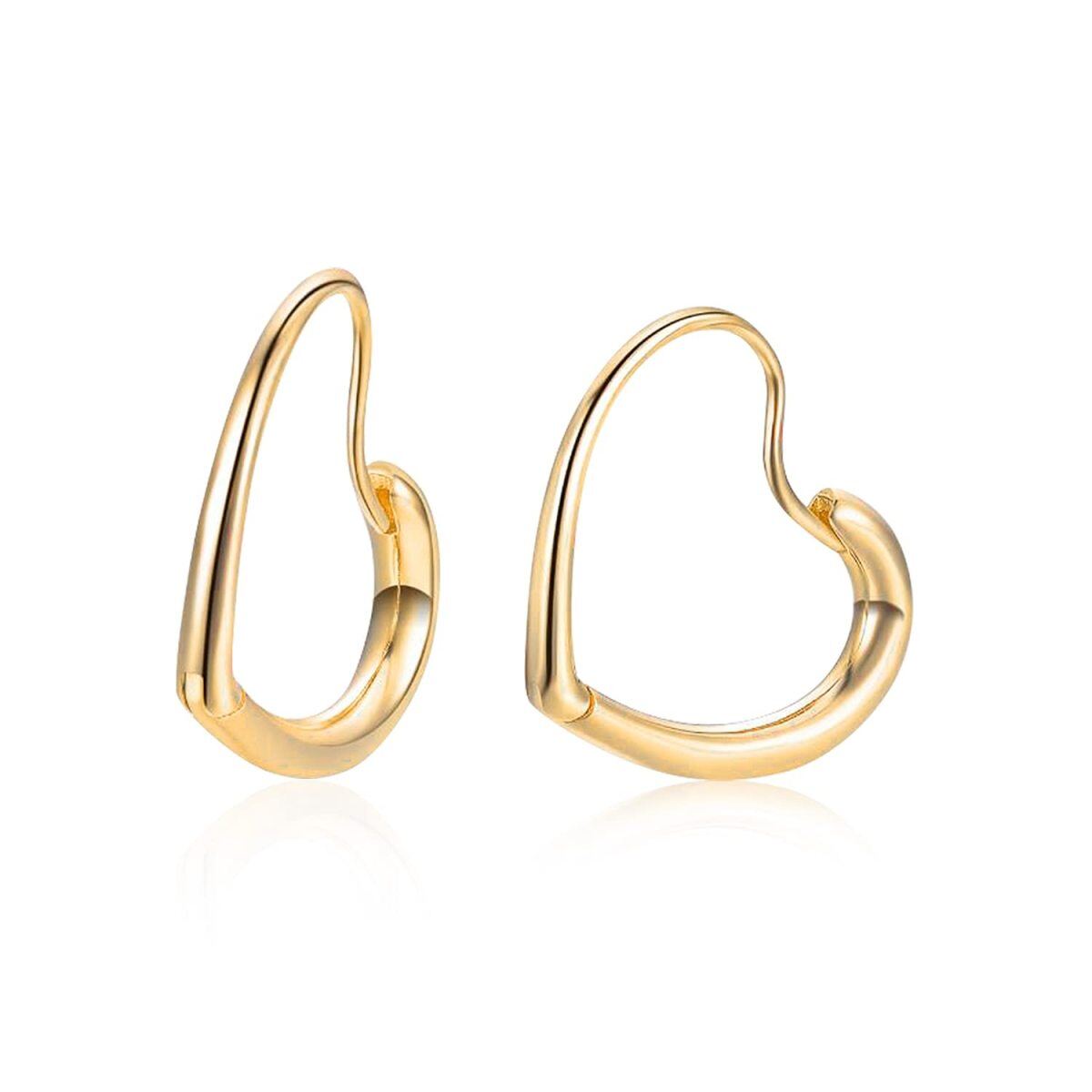 Sterling Silver with Yellow Gold Plated Heart Hoop Earrings-1