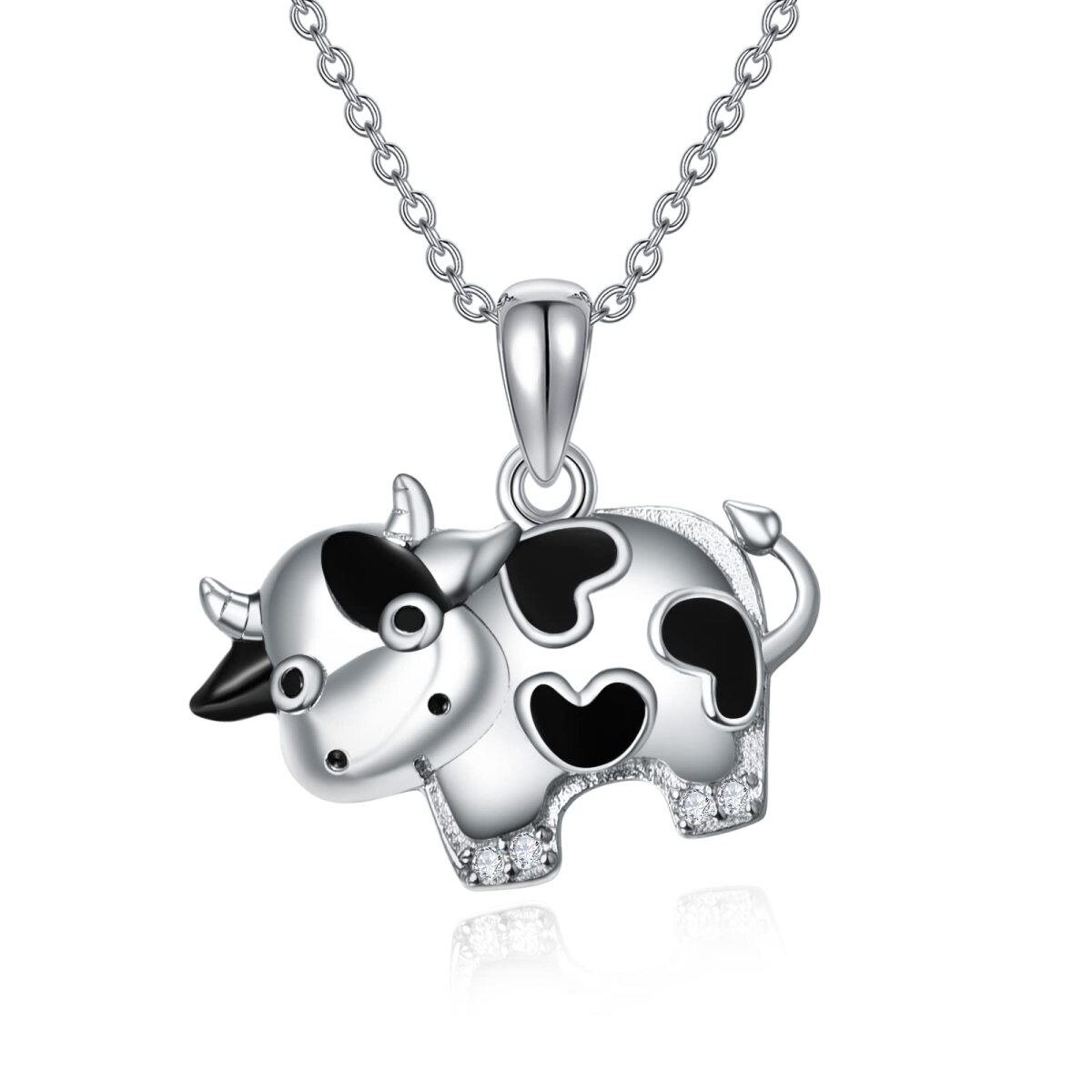 Sterling Silver Cow Pendant Necklace Gift for Girls-1