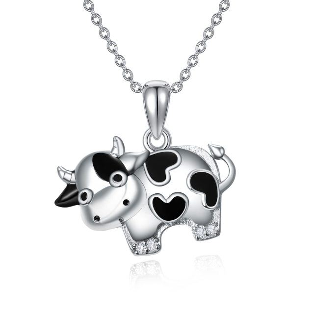 Sterling Silver Cow Pendant Necklace Gift for Girls-4