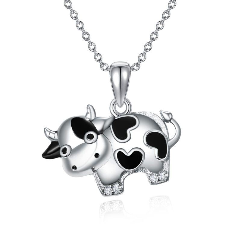 Sterling Silver Cow Pendant Necklace Gift for Girls