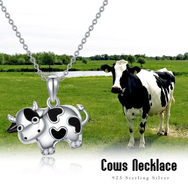 Sterling Silver Cow Pendant Necklace Gift for Girls-4