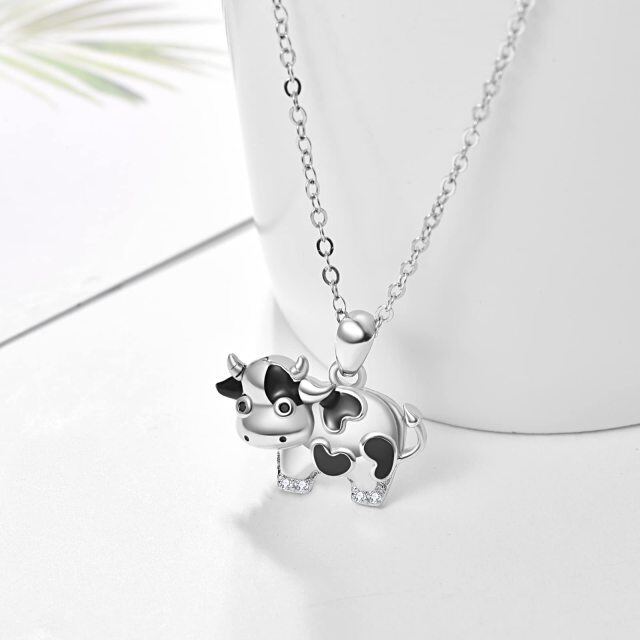 Sterling Silver Cow Pendant Necklace Gift for Girls-2