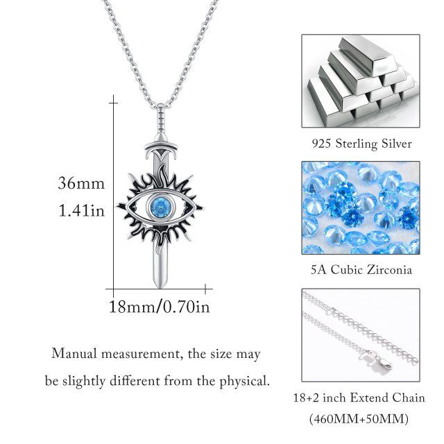 Sterling Silver Zircon Cross Pendant Necklace-5
