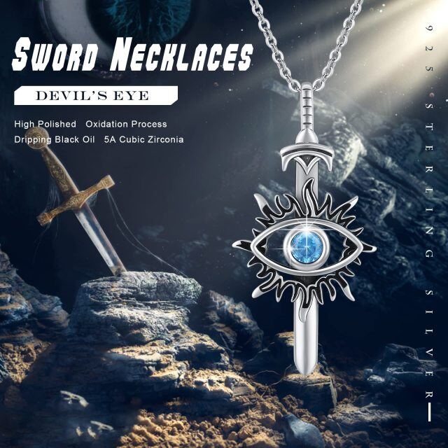 Sterling Silver Zircon Cross Pendant Necklace-4