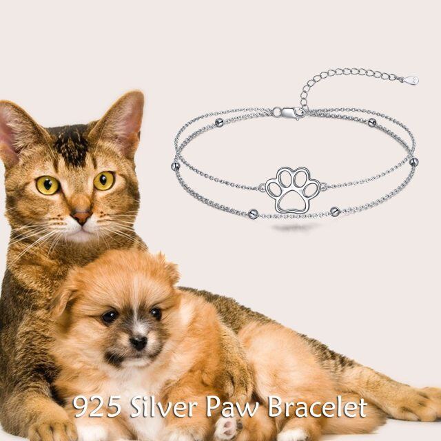 Sterling Silver Paw Multi-layered Anklet-6