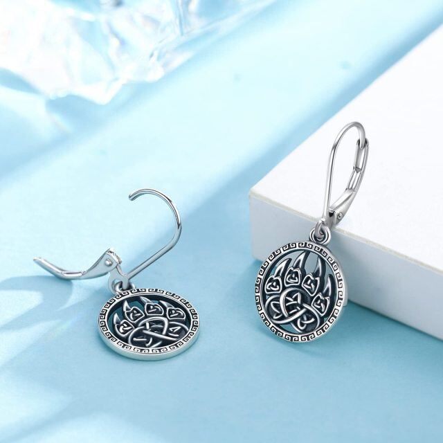 Sterling Silver Paw & Celtic Knot Drop Earrings-3