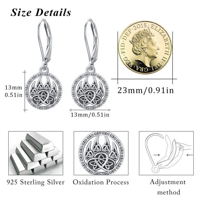 Pendants d'oreilles en argent sterling avec patte et nœud celtique-4