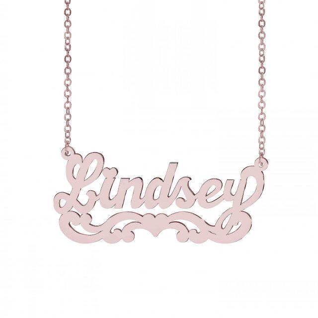 Sterling Silver Personalized Classic Name & Heart Pendant Necklace-1