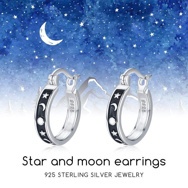 Sterling Silver Sun Hoop Earrings-4