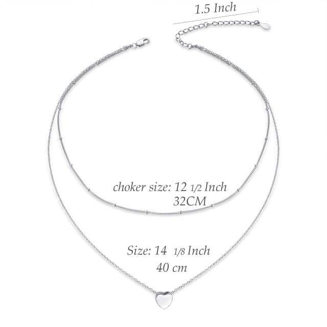 Sterling Silber Herz geschichtet Halskette-5