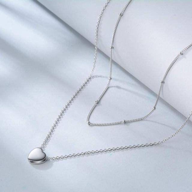 Collier en argent sterling avec cœur superposé-3