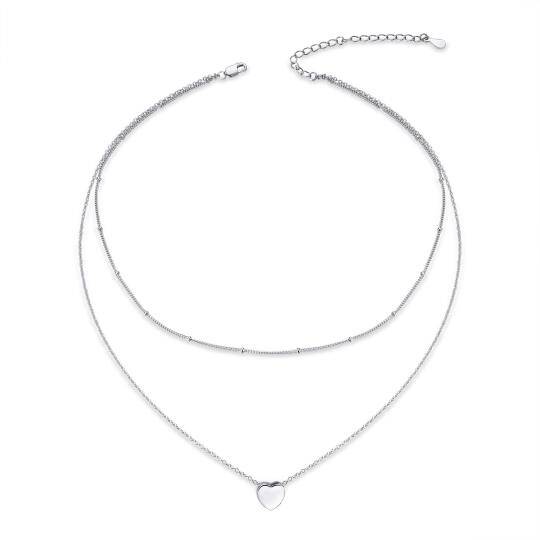 Collier en argent sterling avec cœur superposé