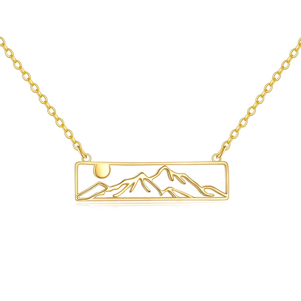 14K Gold Berge Anhänger Halskette-1