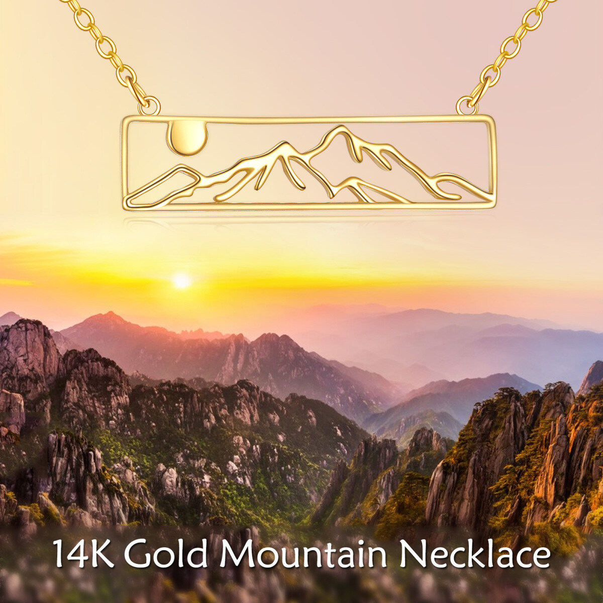 14K Gold Berge Anhänger Halskette-6