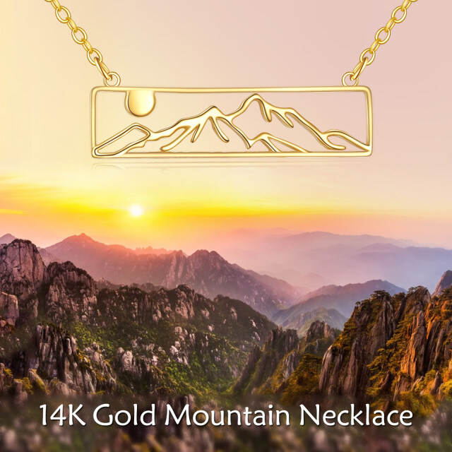 Colar de montanha em ouro amarelo 14K joias com pingente hipoalergênico-5