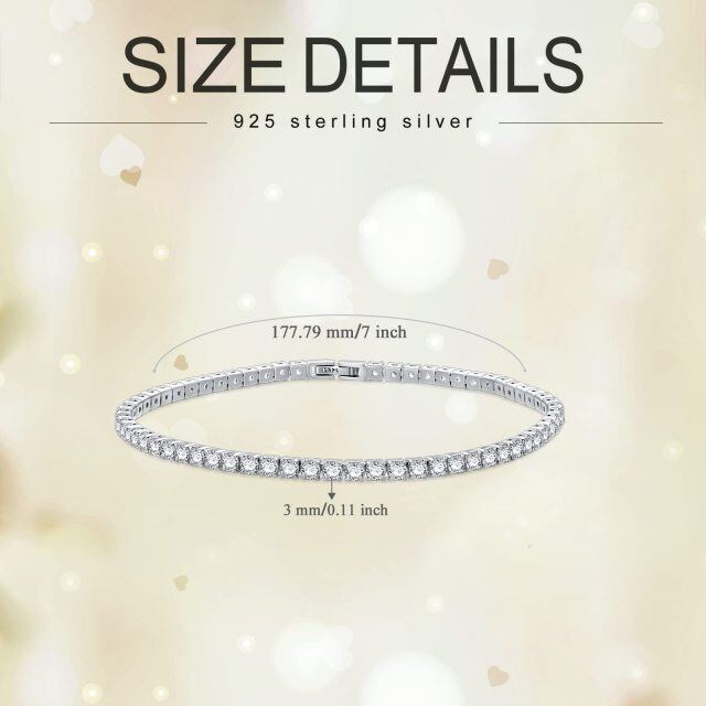 Sterling Silver Circular Shaped Cubic Zirconia Tennis Chain Bracelet-5