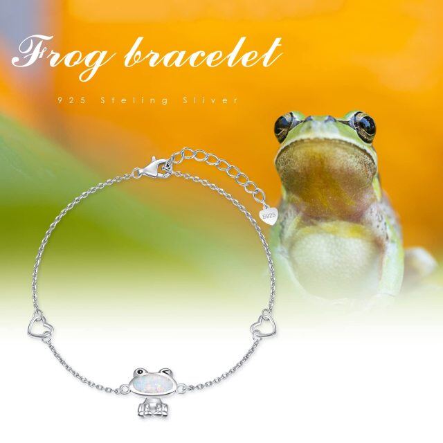 Sterling Silver Opal Frog Pendant Bracelet-1