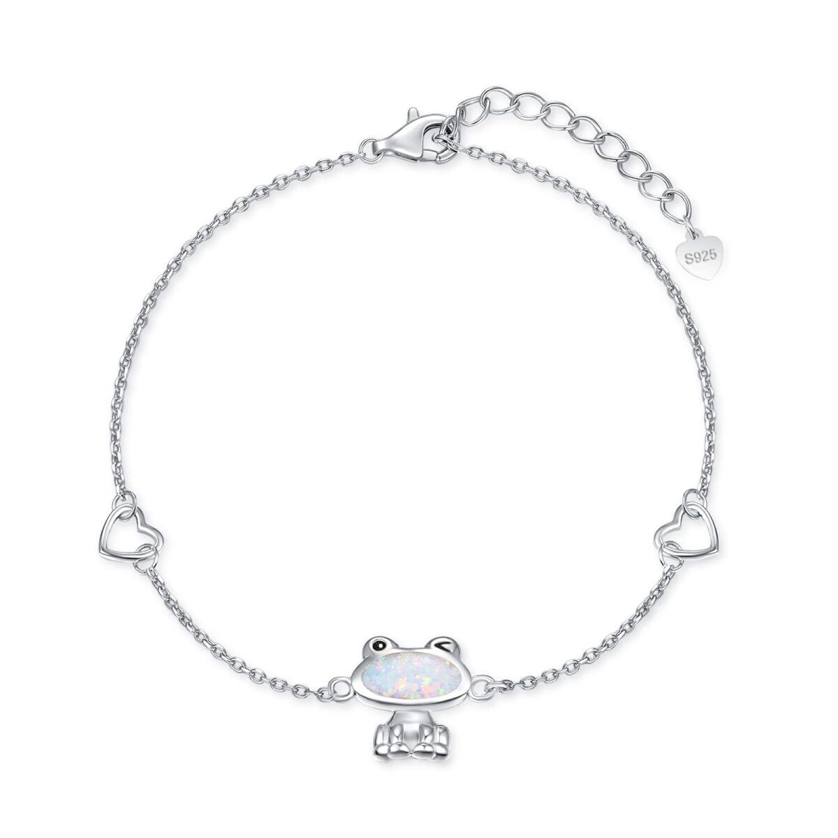 Bracelet en argent sterling avec pendentif grenouille en opale-1