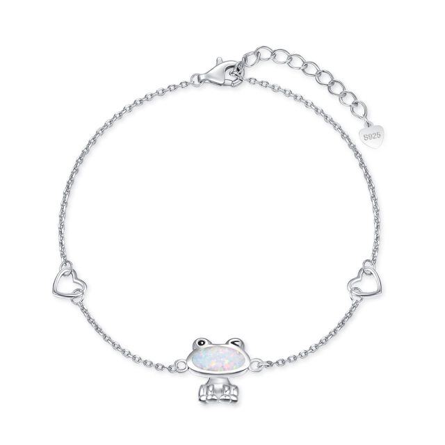 Bracelet en argent sterling avec pendentif grenouille en opale-0