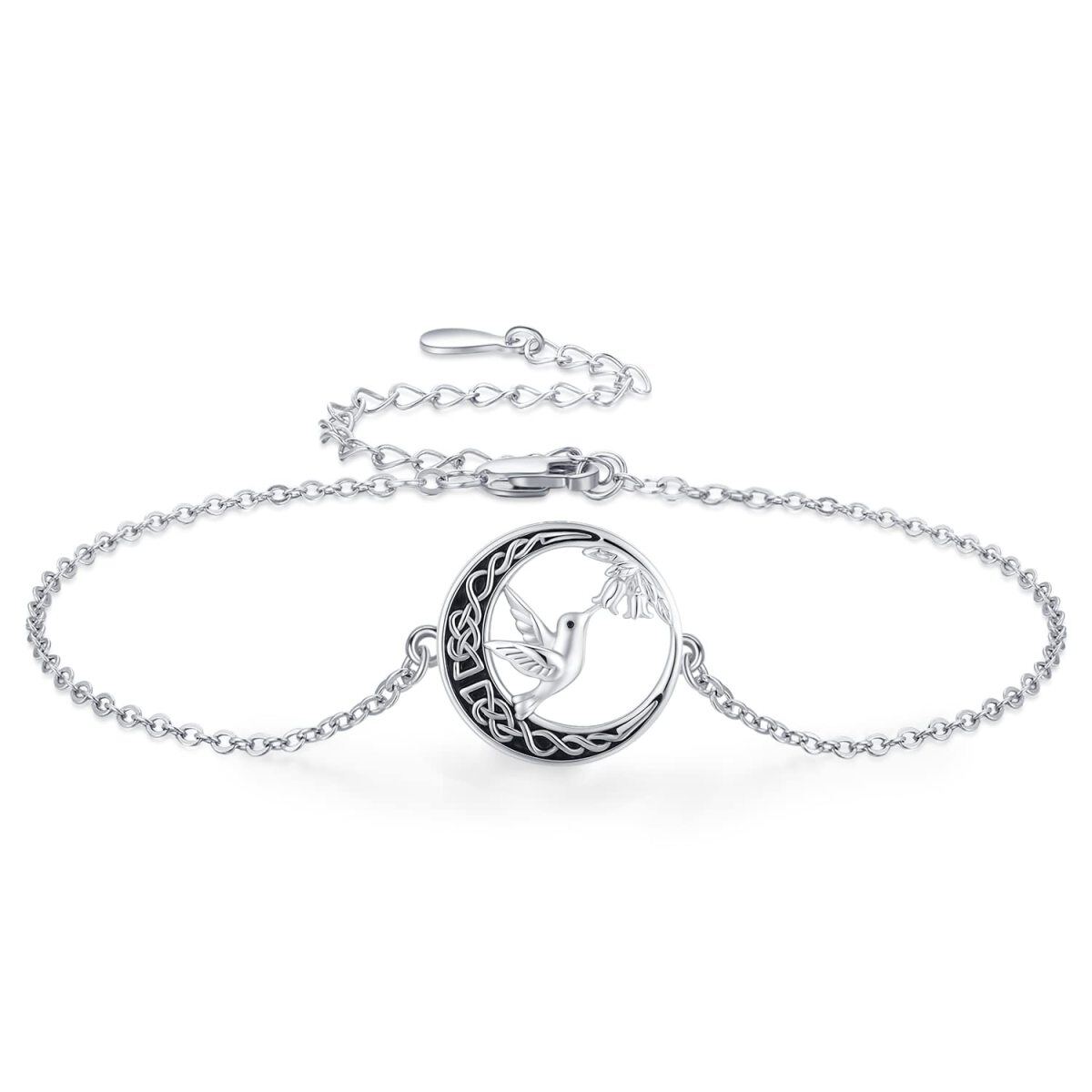 Sterling Silber Kolibri & Keltischer Knoten & Mond Anhänger Armband-1