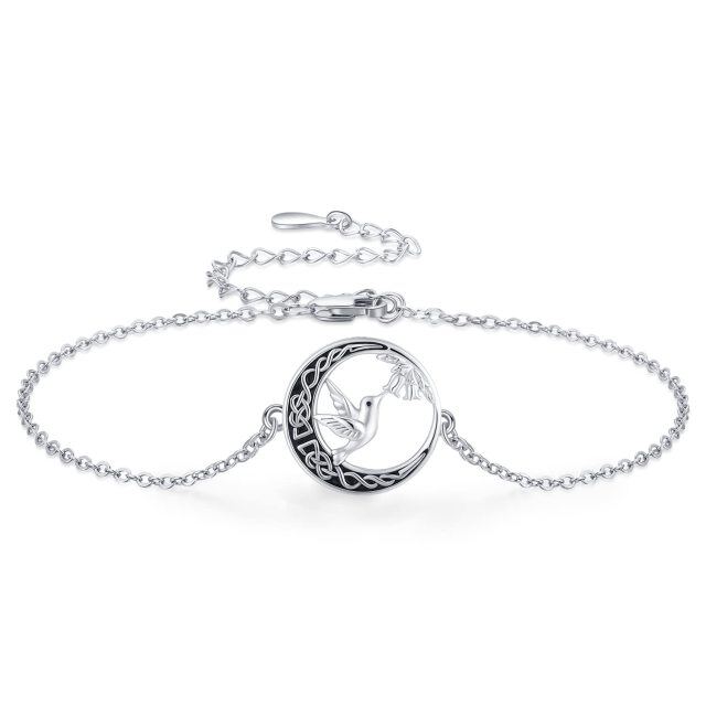 Sterling Silber Kolibri & Keltischer Knoten & Mond Anhänger Armband-0