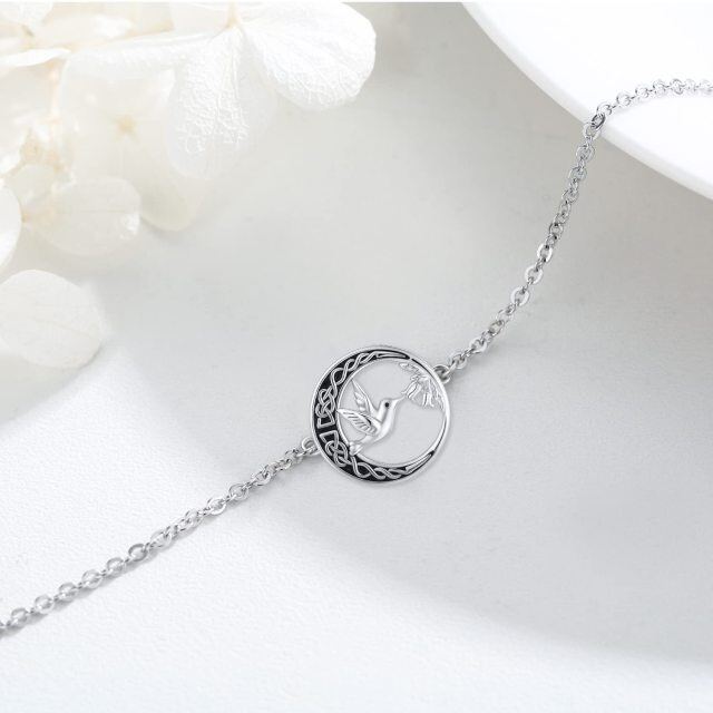 Bracelet en argent sterling avec colibri, nœud celtique et pendentif lune-4